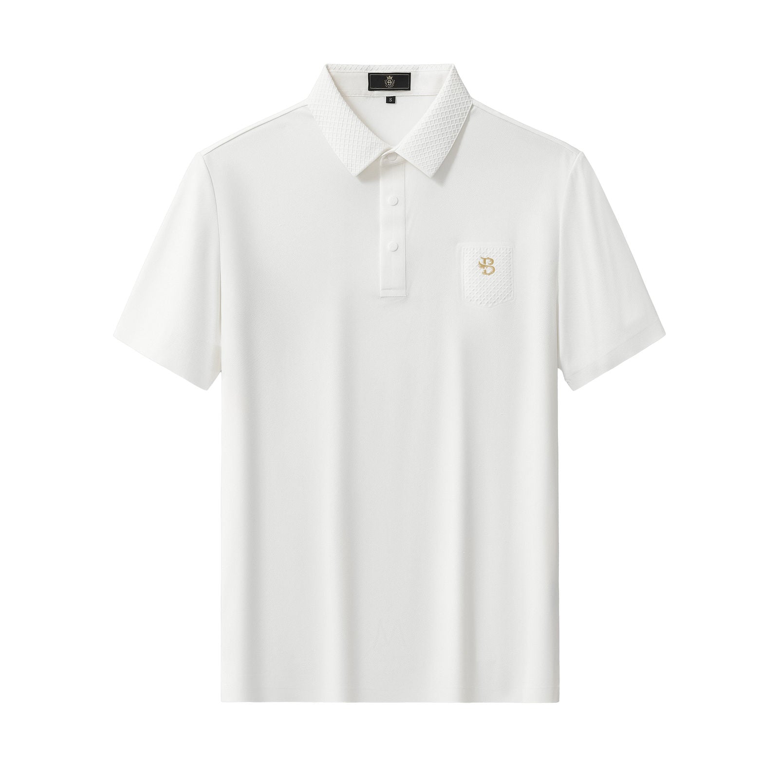Textured Collar Performance Polo – El Baron WHITE