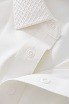 Textured Collar Performance Polo – El Baron WHITE