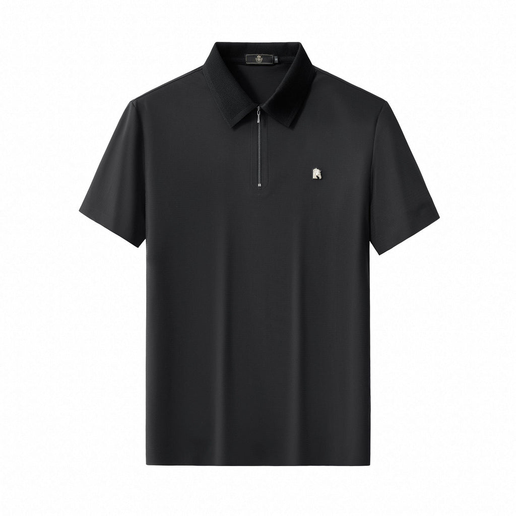 Zip Placket Performance Polo – El Baron BLACK