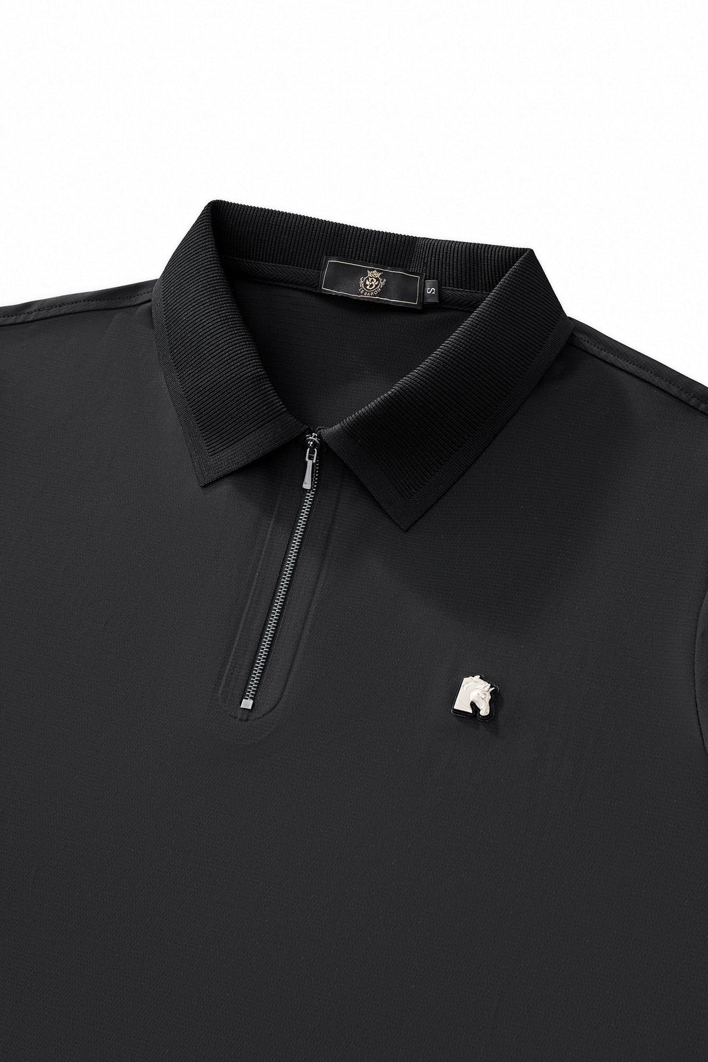 Zip Placket Performance Polo – El Baron BLACK