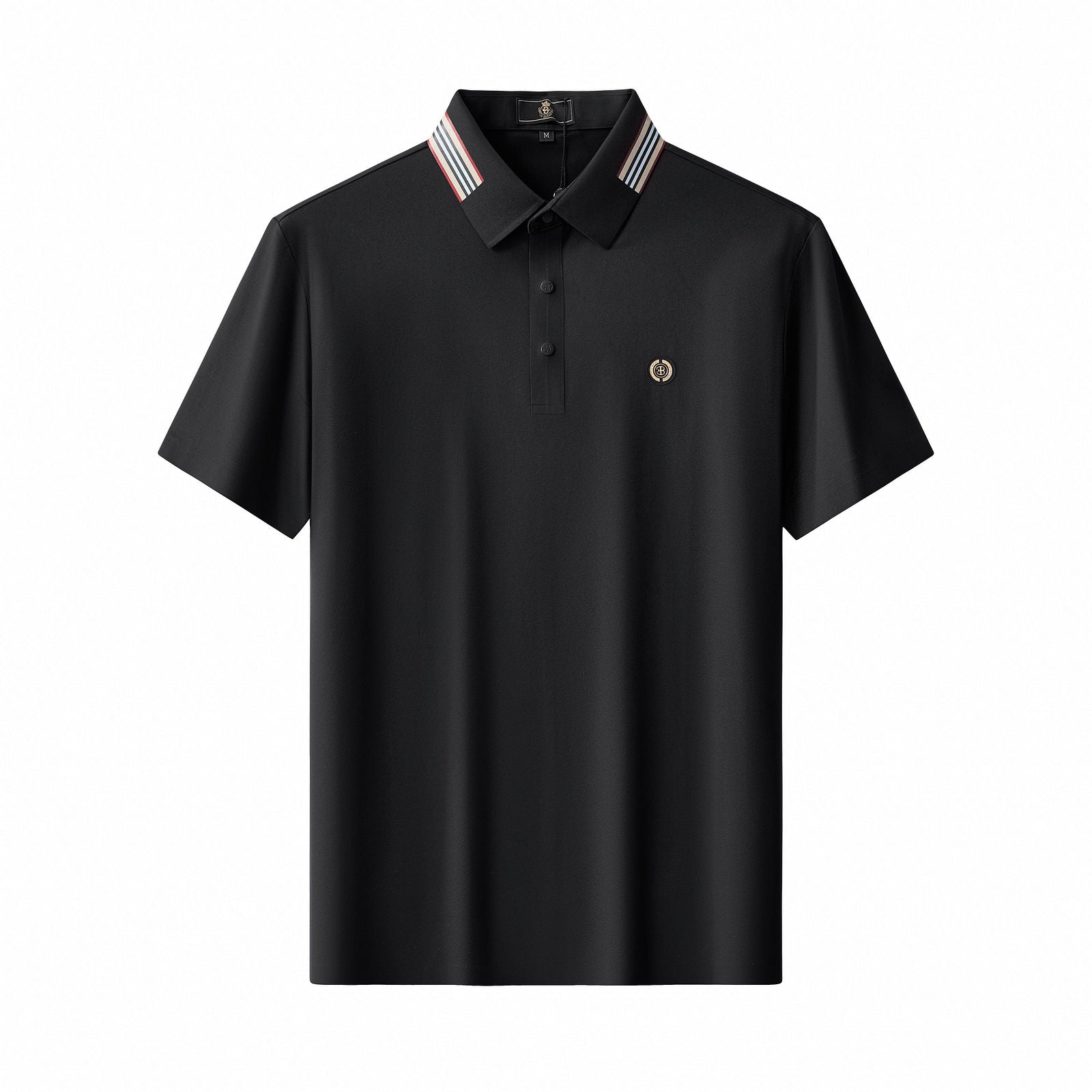 Stripe Collar Performance Polo – El Baron BLACK