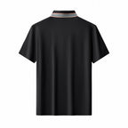 Stripe Collar Performance Polo – El Baron BLACK