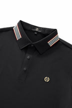 Stripe Collar Performance Polo – El Baron BLACK