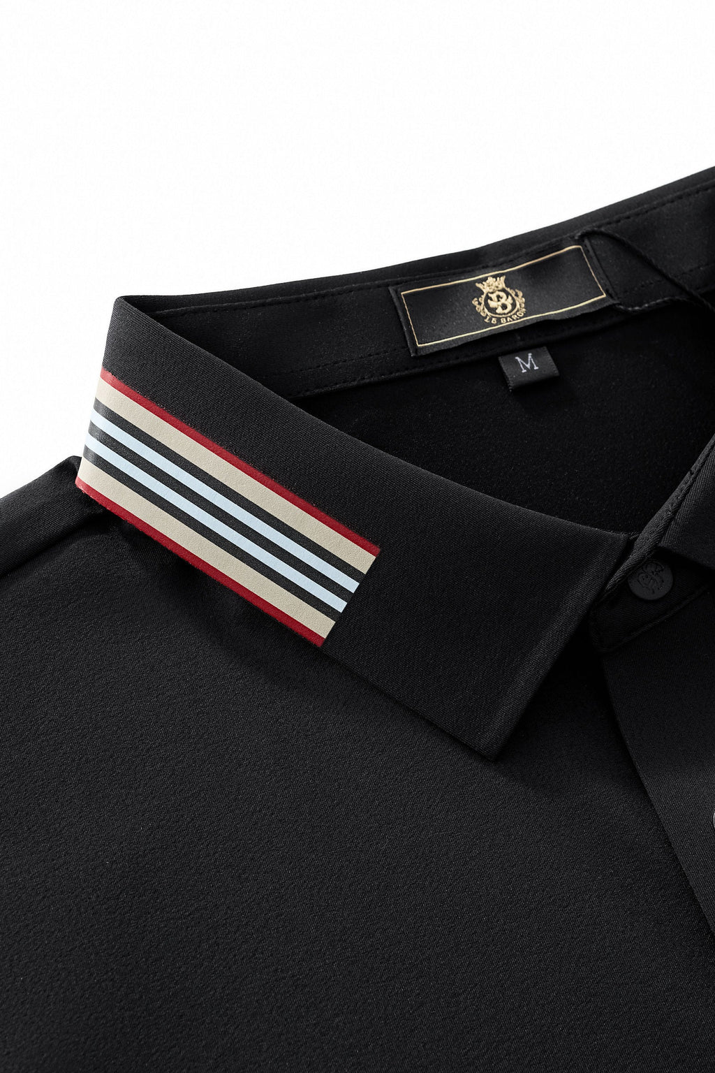 Stripe Collar Performance Polo – El Baron BLACK