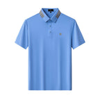 Stripe Collar Performance Polo – El Baron BLUE