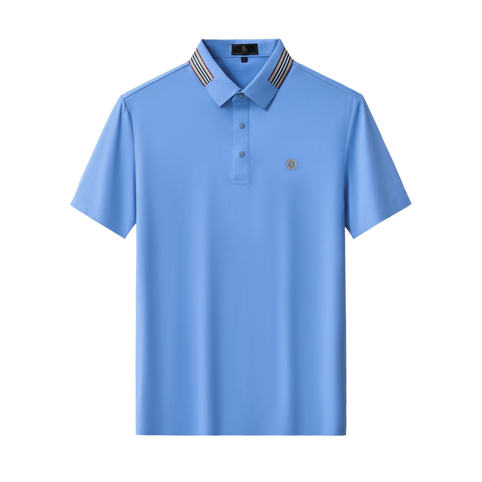 Stripe Collar Performance Polo – El Baron BLUE