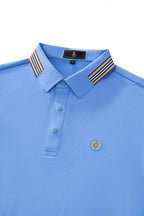 Stripe Collar Performance Polo – El Baron BLUE