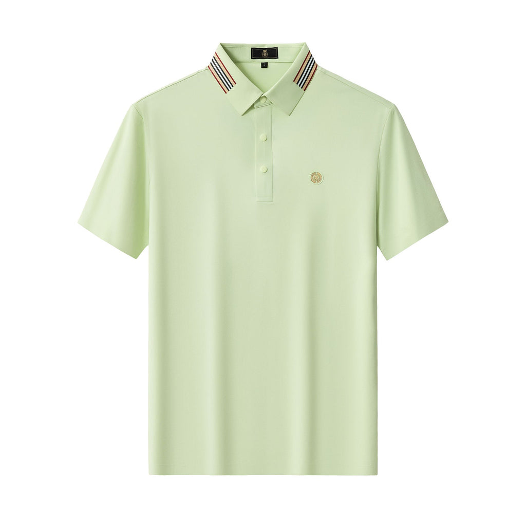 Stripe Collar Performance Polo – El Baron GREEN