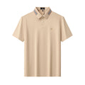 Stripe Collar Performance Polo – El Baron KHAKI