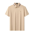 Stripe Collar Performance Polo – El Baron KHAKI