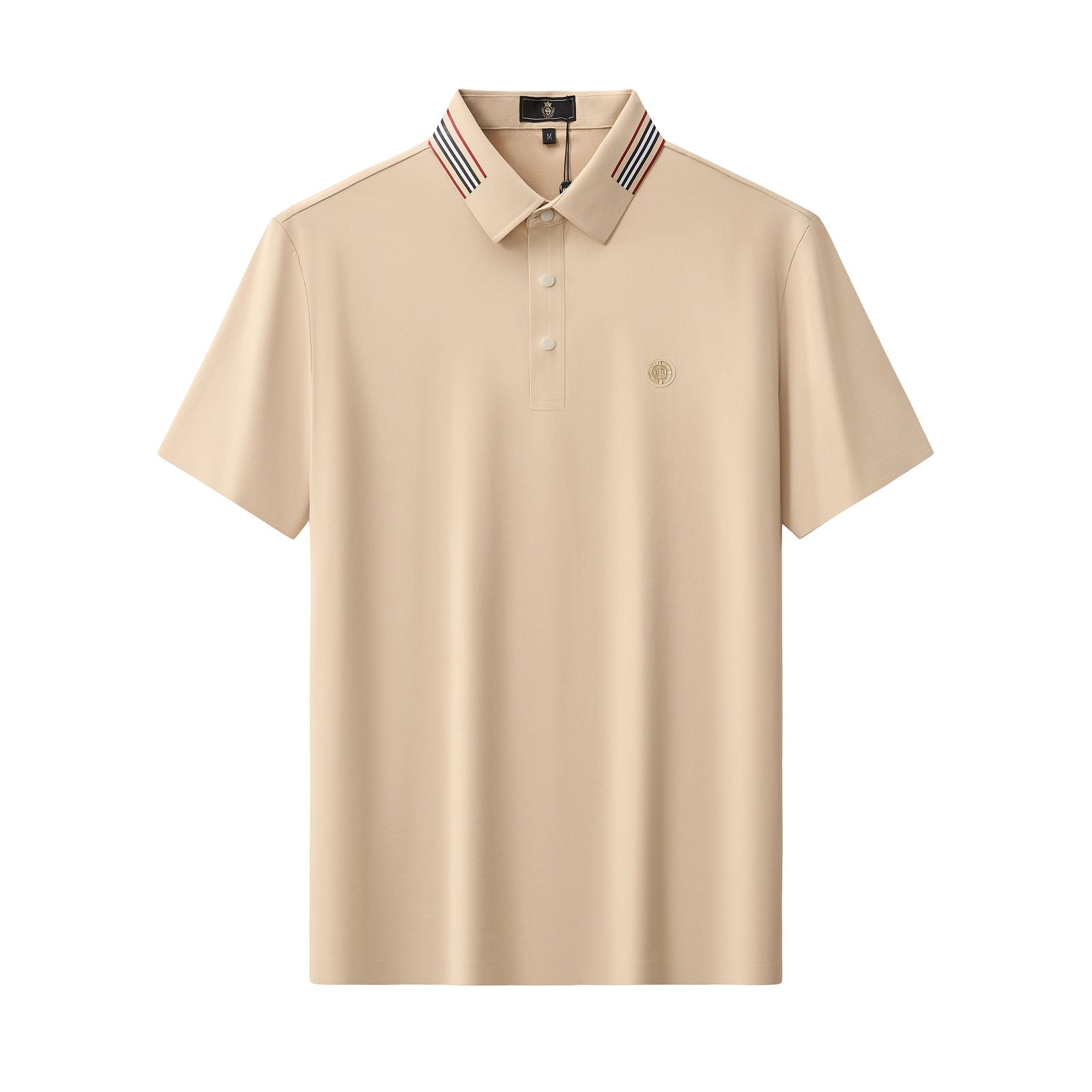 Stripe Collar Performance Polo – El Baron KHAKI