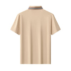 Stripe Collar Performance Polo – El Baron KHAKI