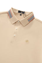 Stripe Collar Performance Polo – El Baron KHAKI