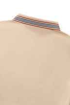Stripe Collar Performance Polo – El Baron KHAKI