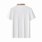 Stripe Collar Performance Polo – El Baron WHITE