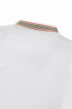Stripe Collar Performance Polo – El Baron WHITE