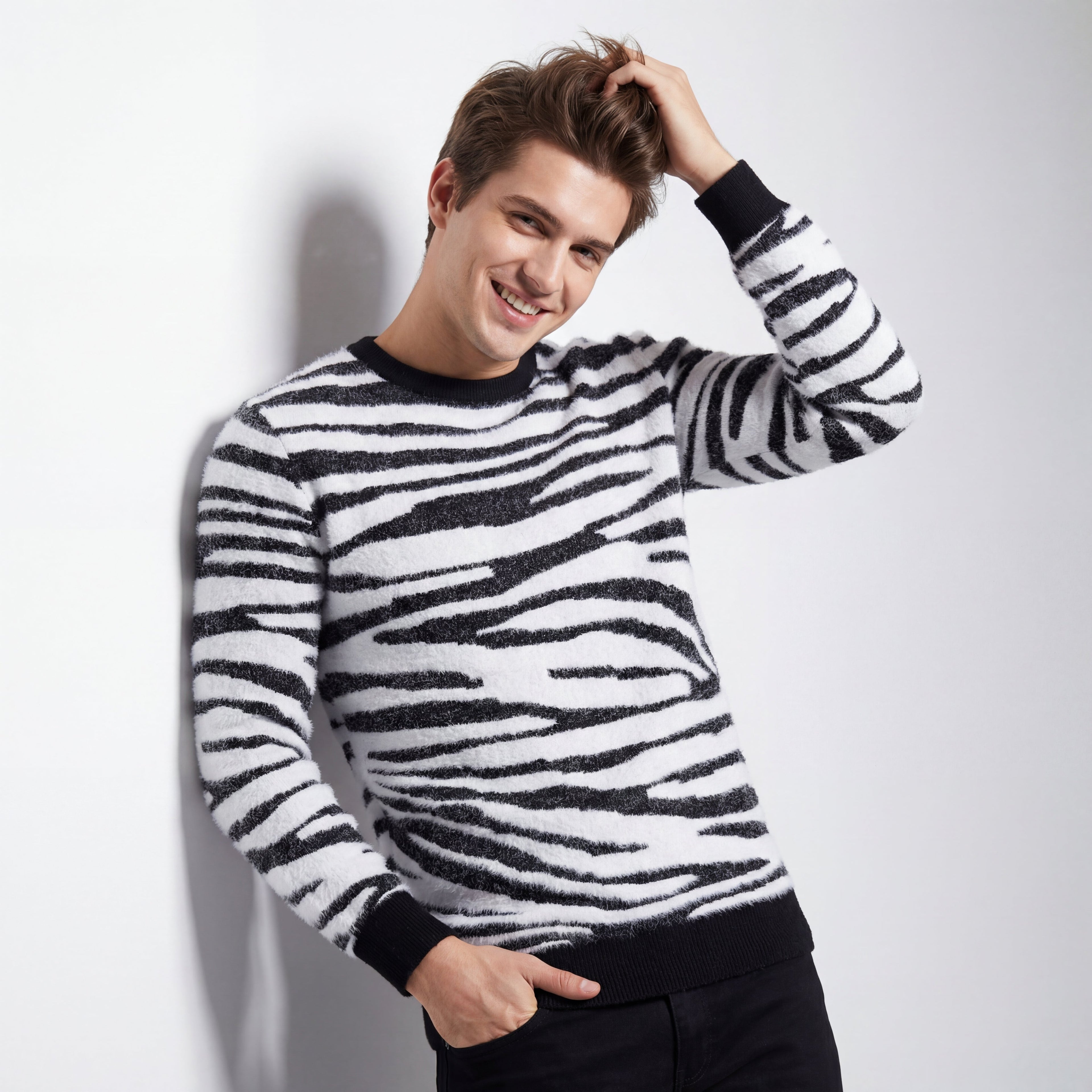 Wild Ride Crew Neck Sweater WHITE/BLACK