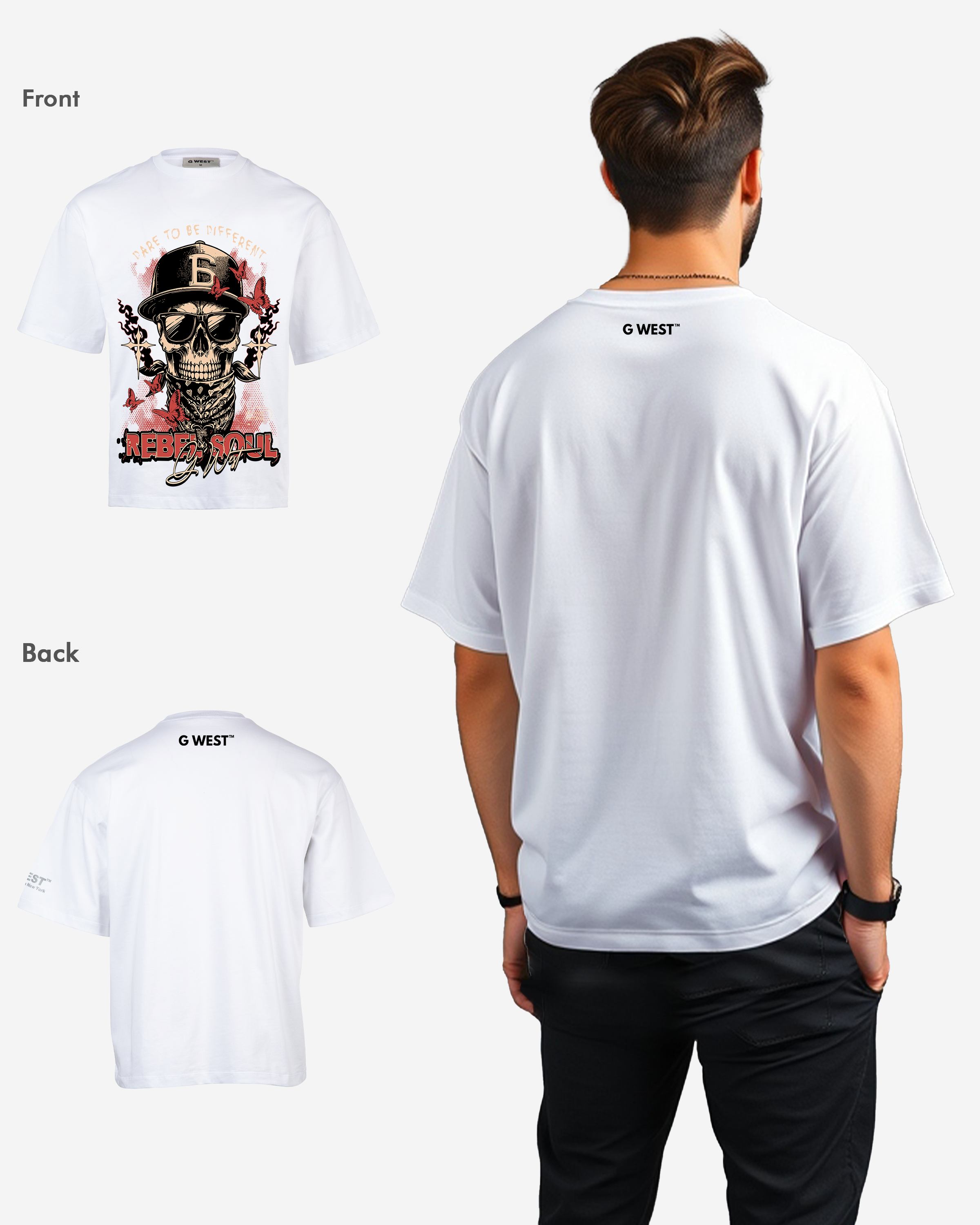 G WEST REBEL SOUL OVERSIZED T-Shirt Mens G West