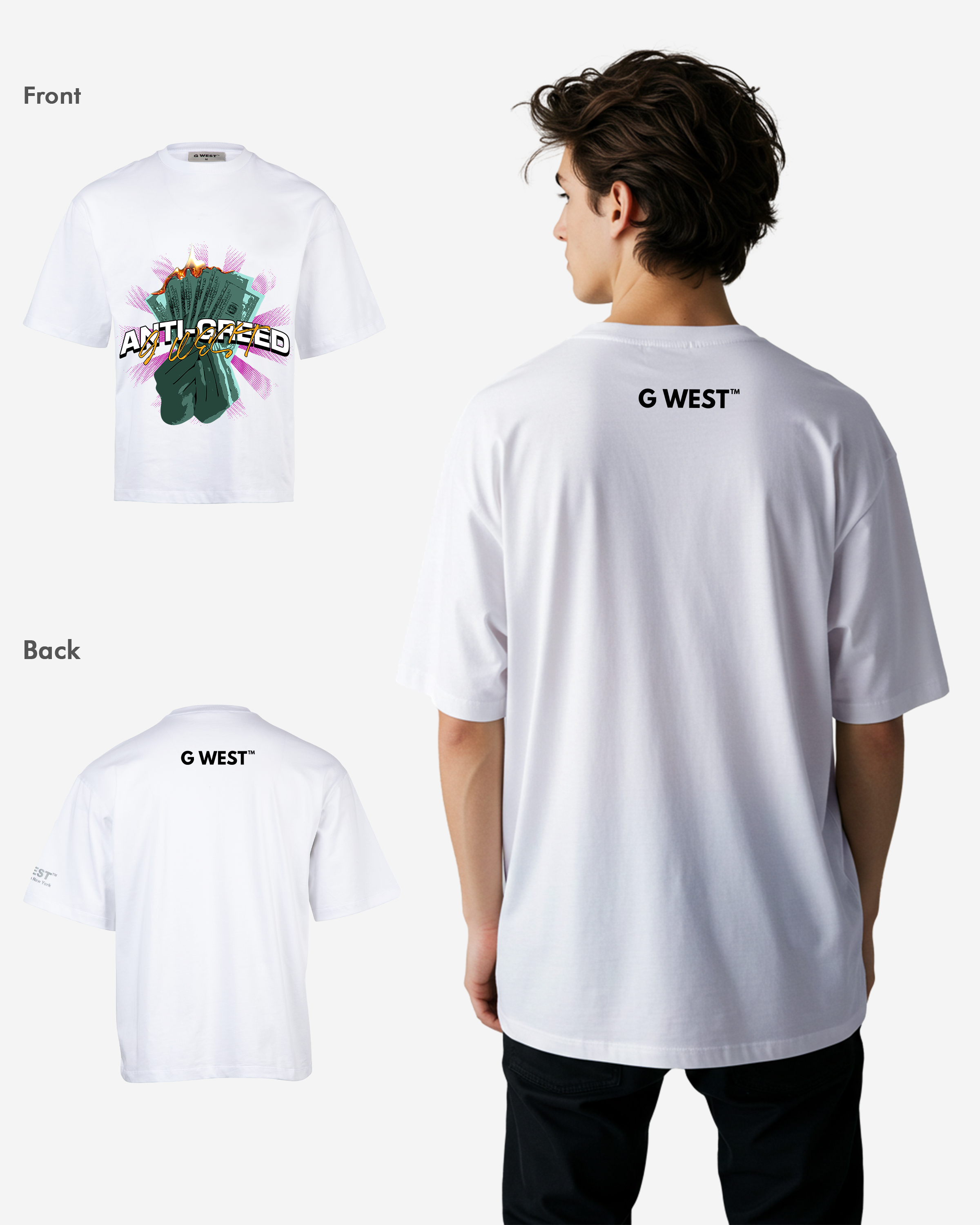G WEST ANTI GREED OVERSIZED T-Shirt Mens G West