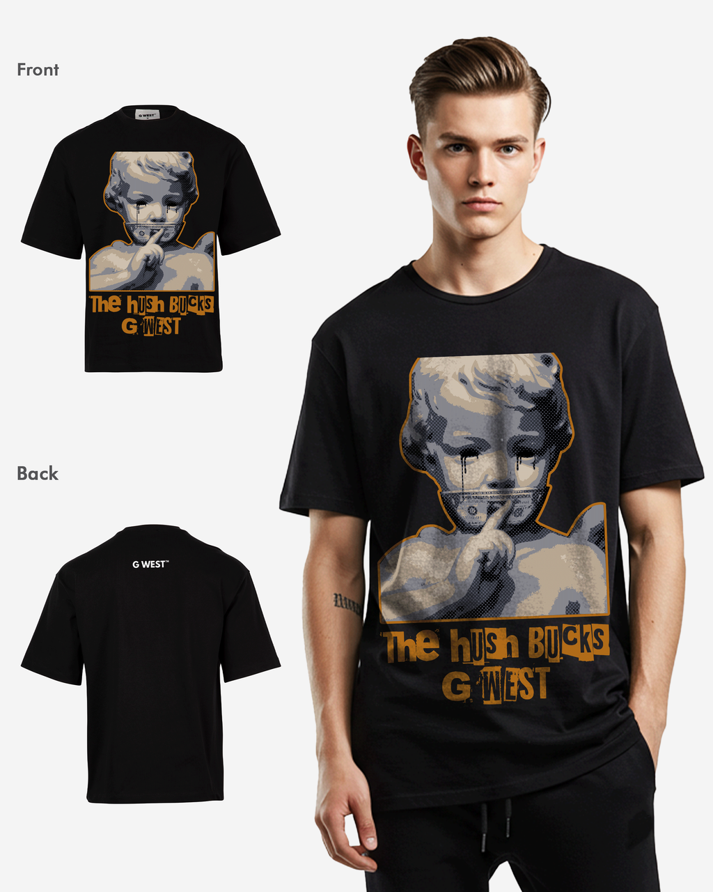 G WEST The Hush Bucks Oversized T-Shirt Mens G West