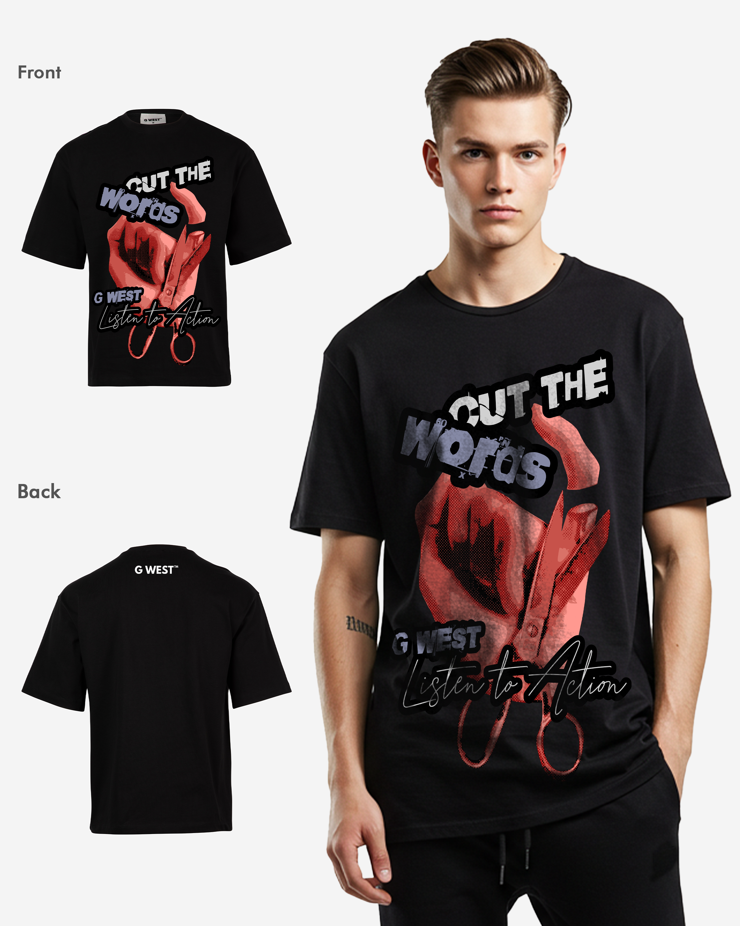 G WEST ACTION OVERSIZED T-Shirt Mens G West