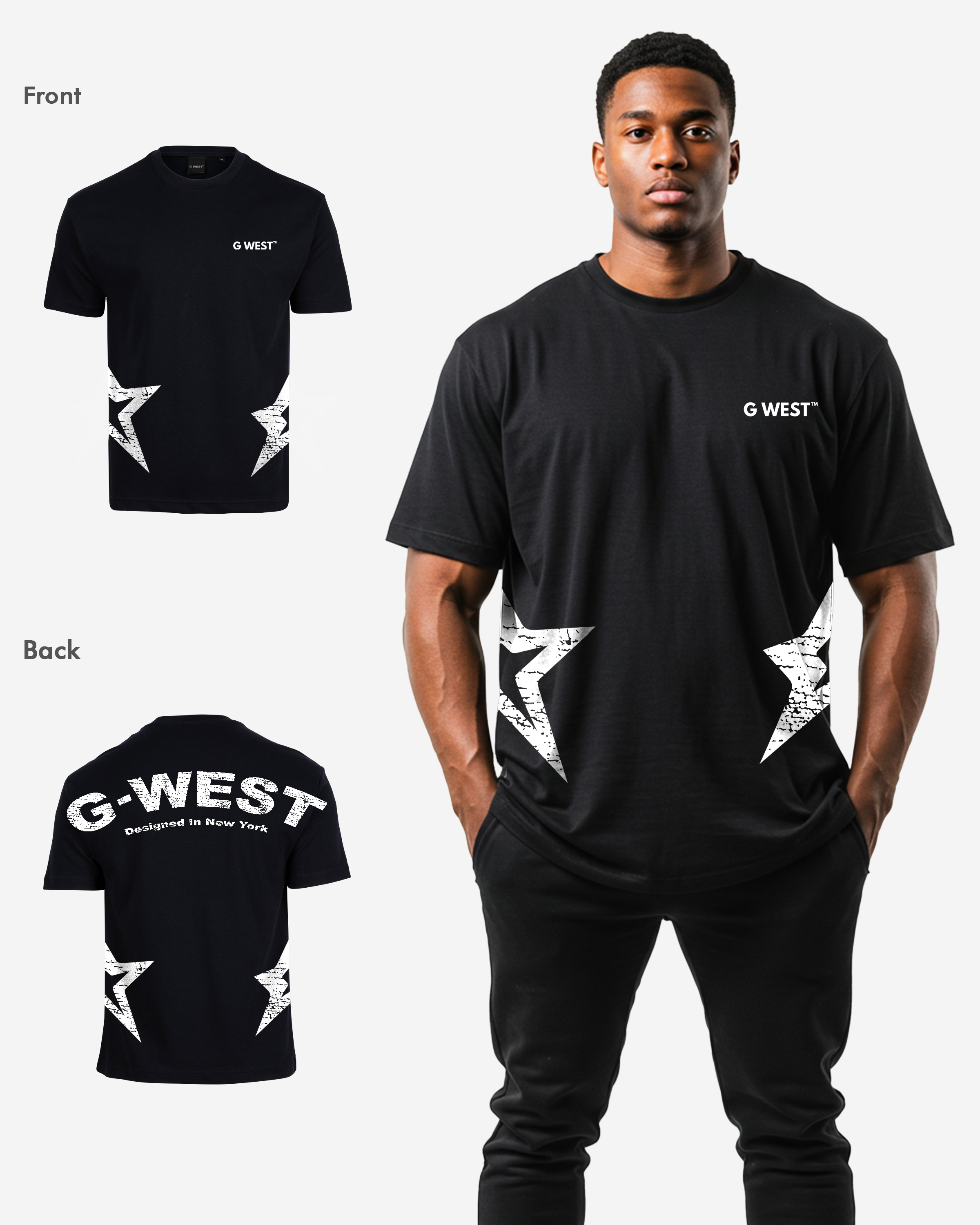 G West Mens Arch Logo Oversized Tee G West
