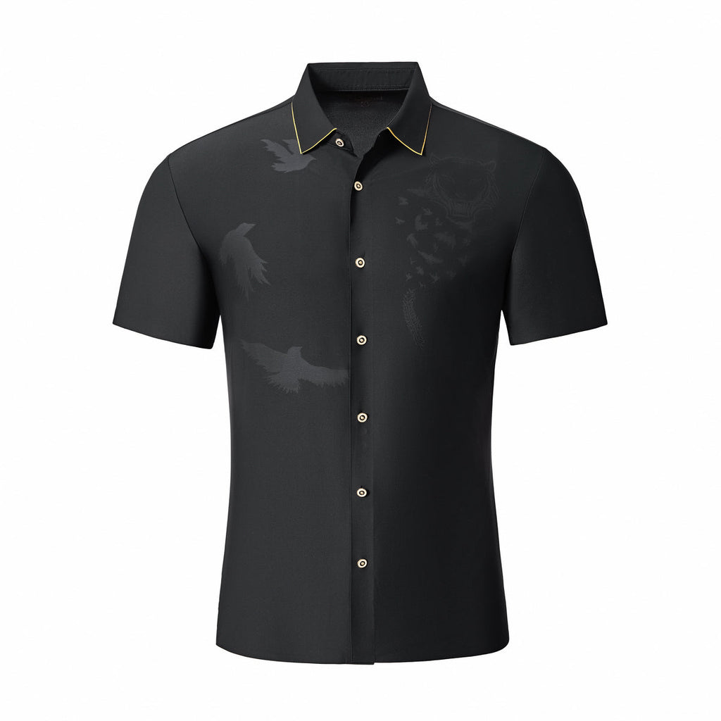 Shadow Beast Jacquard SS Shirt BLACK/GOLD