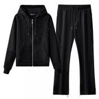 Radiant Grid Stone Hoodie & Jogger Set BLACK