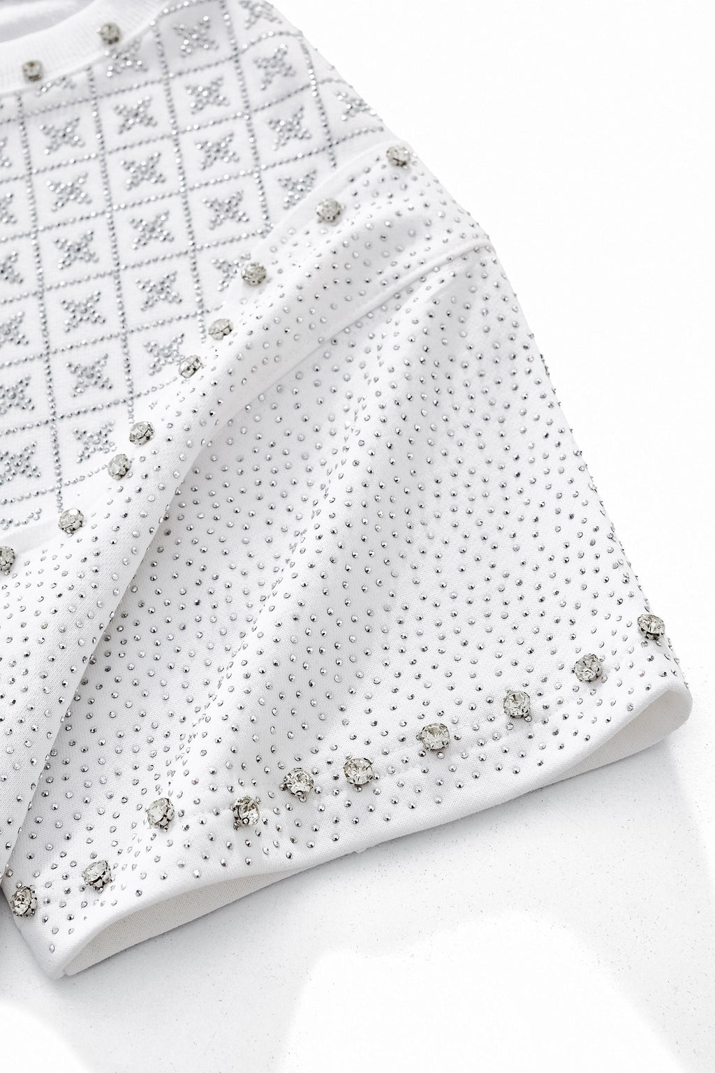 Radiant Grid Stone Short set – Century Penthouse WHITE/SILVER