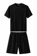Radiant Grid Stone Short set – Century Penthouse BLACK/BLACK