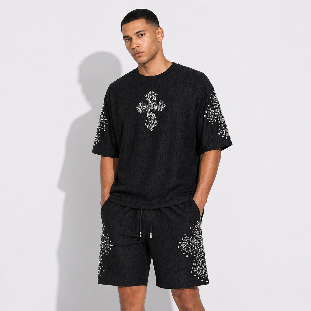 Sanctum Cross Short Set – Century Penthouse BLACK/SILVER