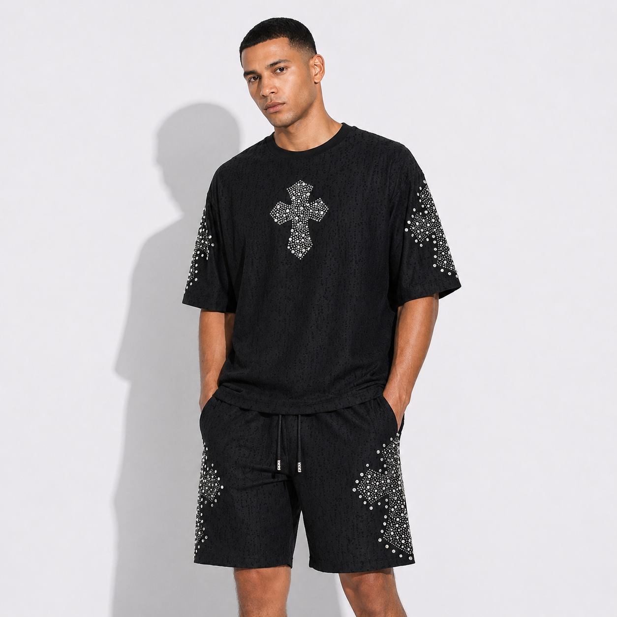 Sanctum Cross Short Set – Century Penthouse BLACK/SILVER