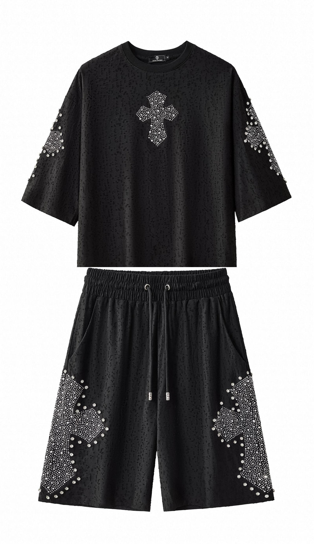 Sanctum Cross Short Set – Century Penthouse BLACK/SILVER