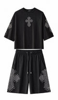 Sanctum Cross Short Set – Century Penthouse BLACK/SILVER