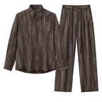 Canyon Set – Printed LS Shirt & Pleated pant BROWN