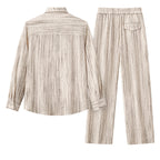 Canyon Set – Printed LS Shirt & Pleated pant TAUPE