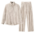 Canyon Set – Printed LS Shirt & Pleated pant TAUPE