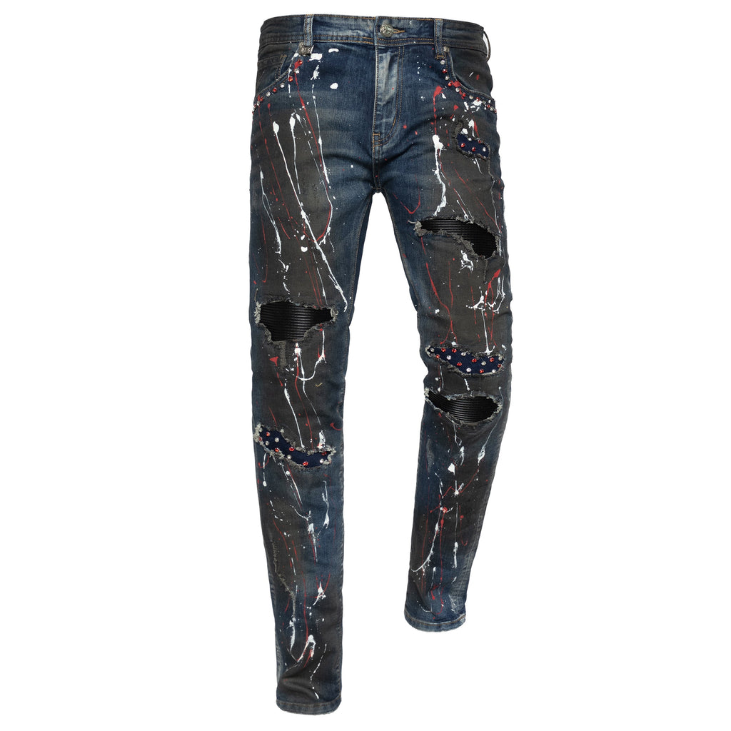 STREET EDGE Denim Pants DENIM/RED