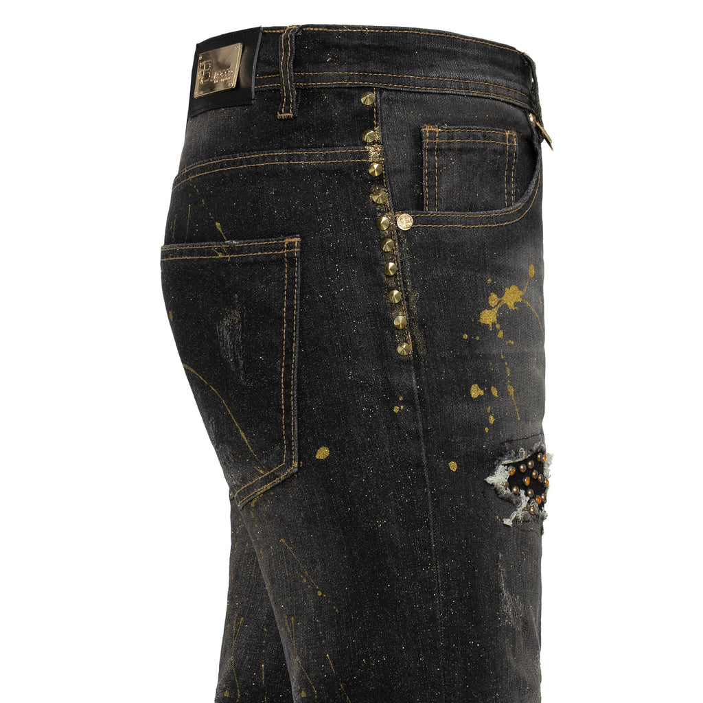 MODERN MIX Denim Pants SMOKE/GOLD