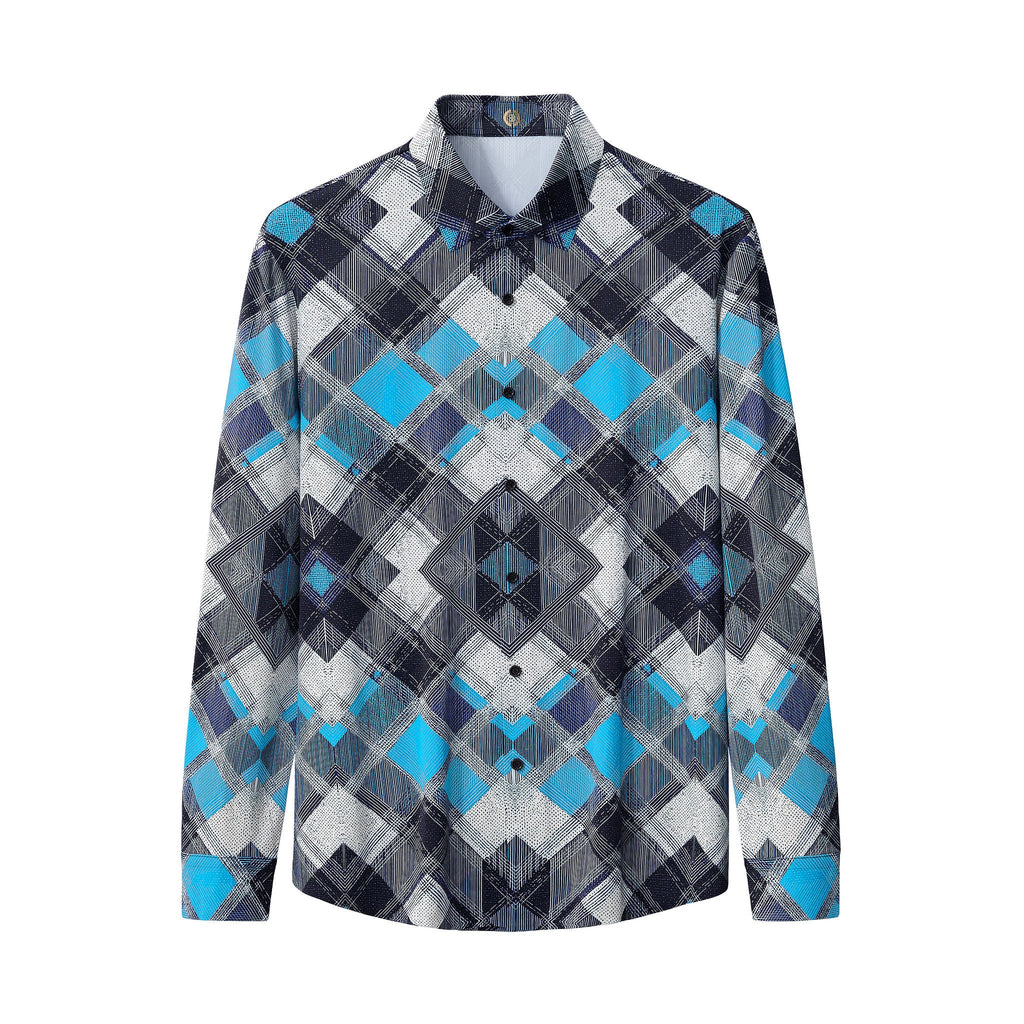 Diamond Plaid Stretch Shirt – El Baron BLUE