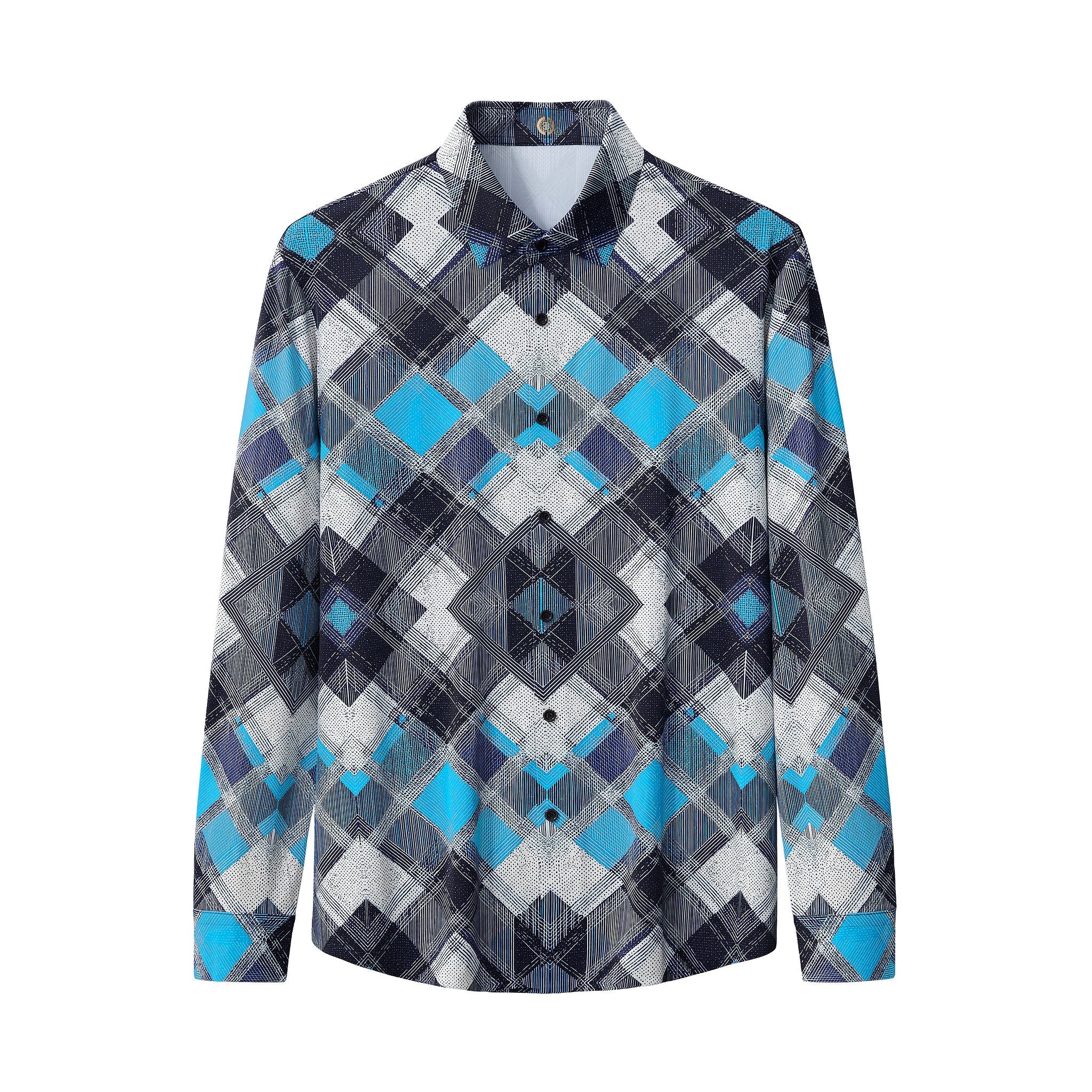 Diamond Plaid Stretch Shirt – El Baron BLUE