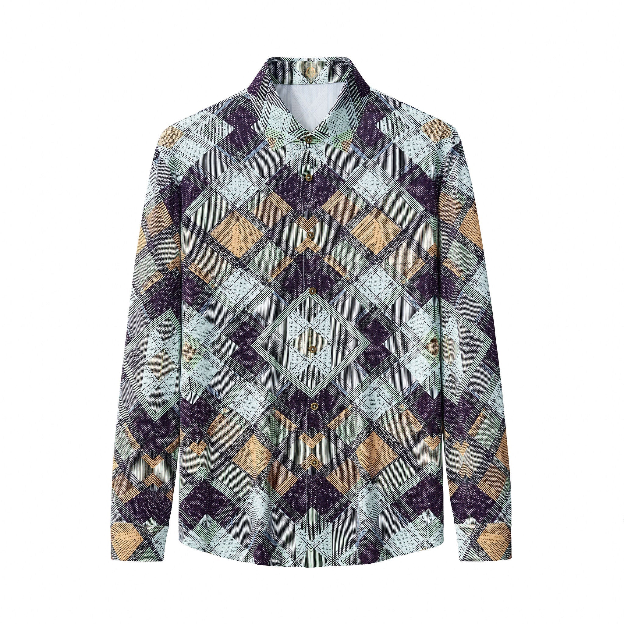 Diamond Plaid Stretch Shirt – El Baron KHAKI