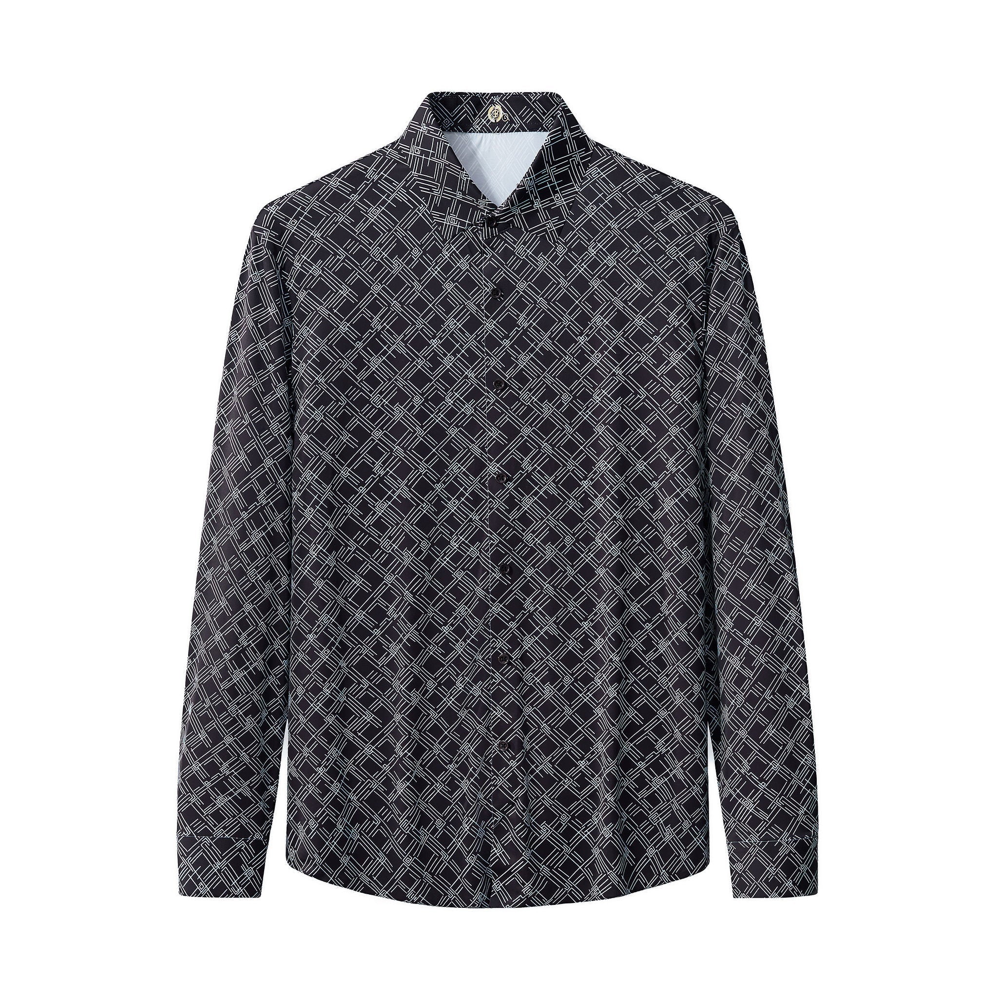Seamless Geo Print Shirt – El Baron BLACK