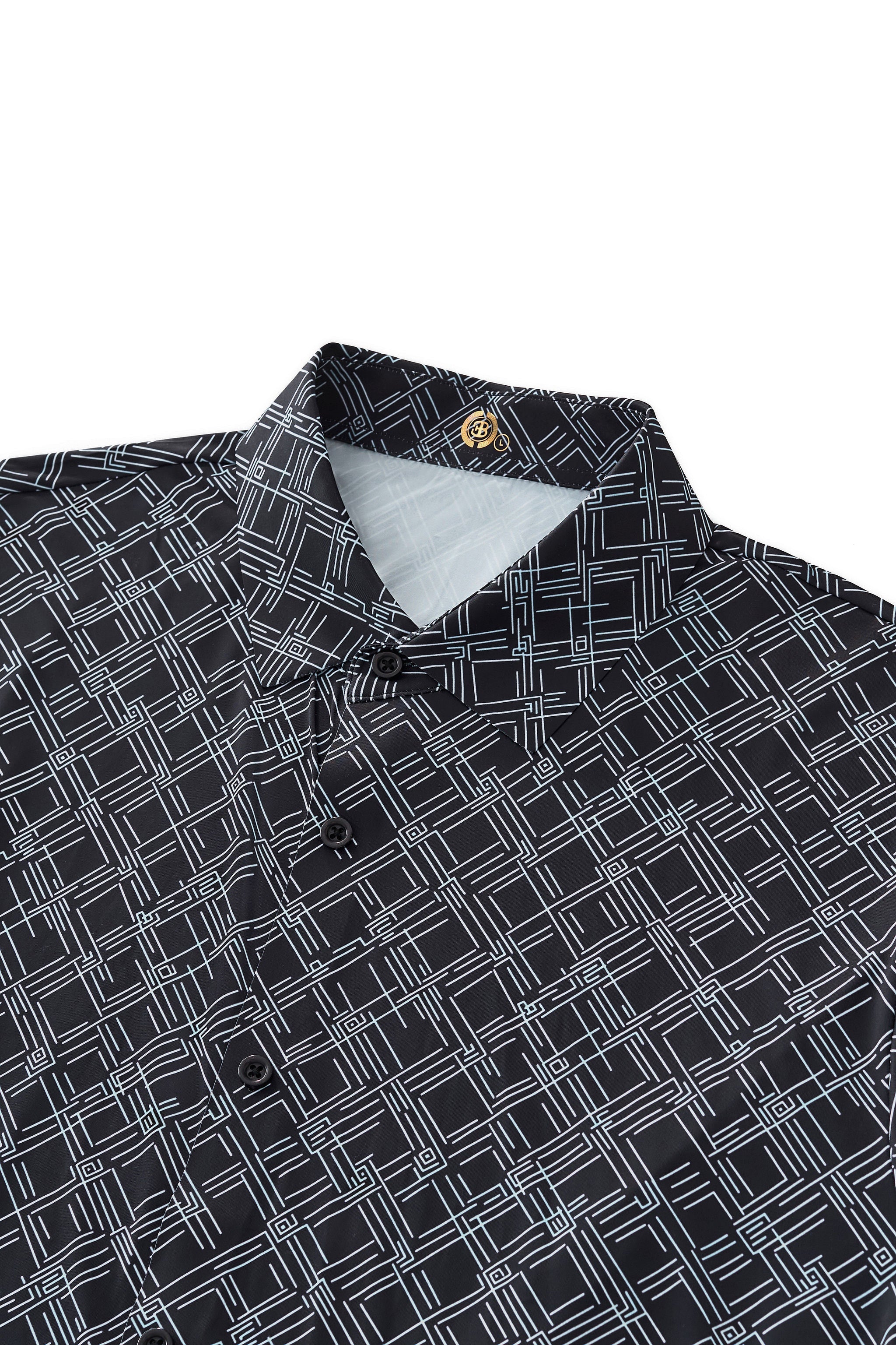 Seamless Geo Print Shirt – El Baron BLACK