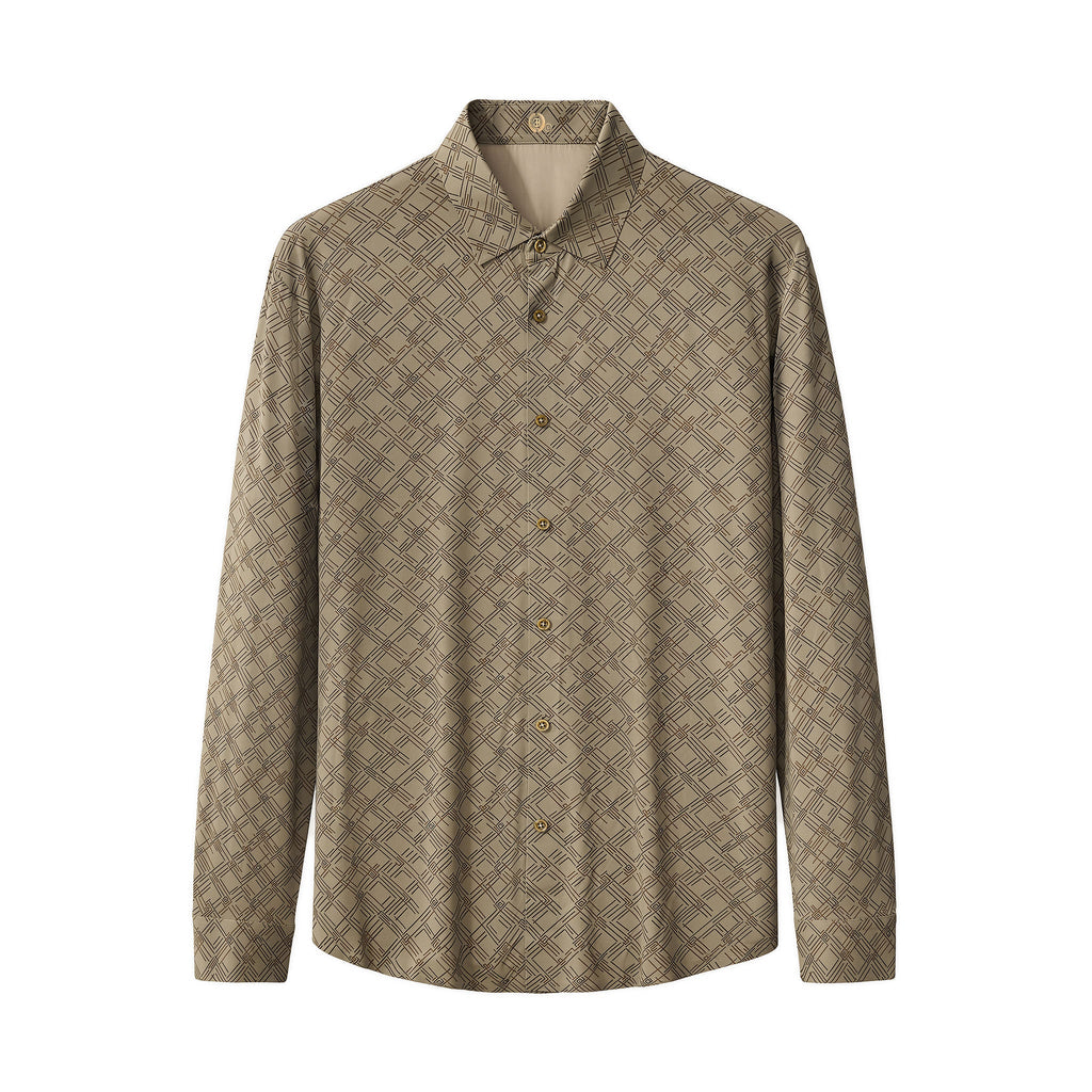 Seamless Geo Print Shirt – El Baron KHAKI