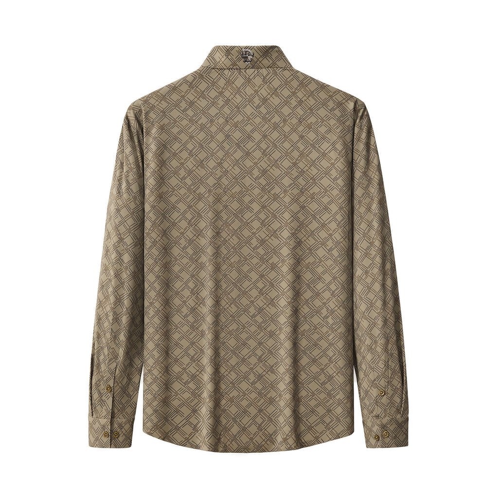 Seamless Geo Print Shirt – El Baron KHAKI