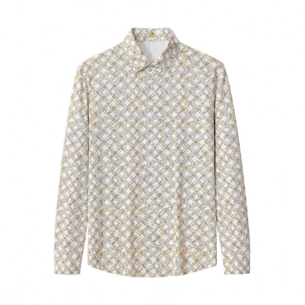 Seamless Geo Print Shirt – El Baron WHITE