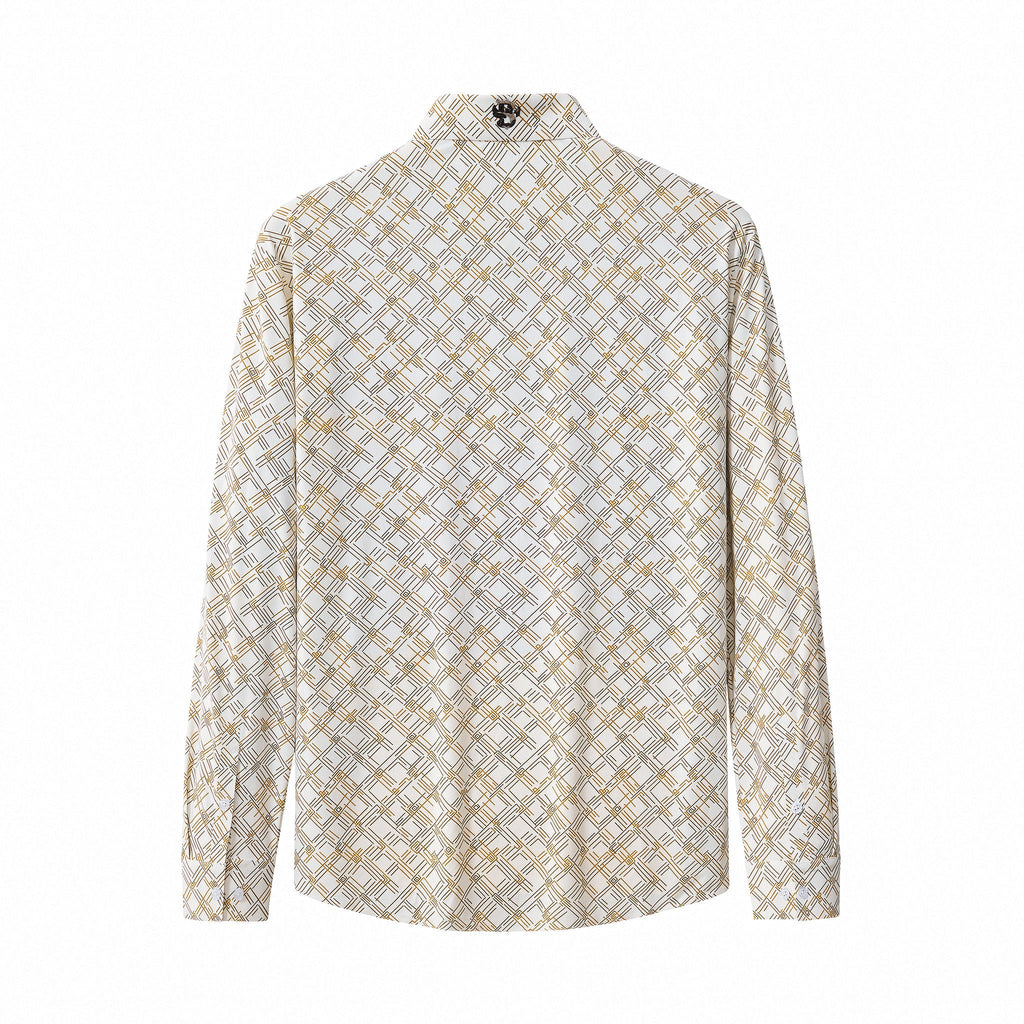 Seamless Geo Print Shirt – El Baron WHITE