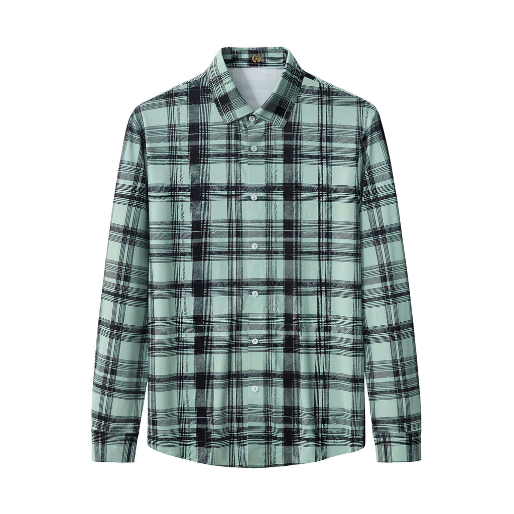 Seamless Plaid Stretch Shirt – El Baron GREEN