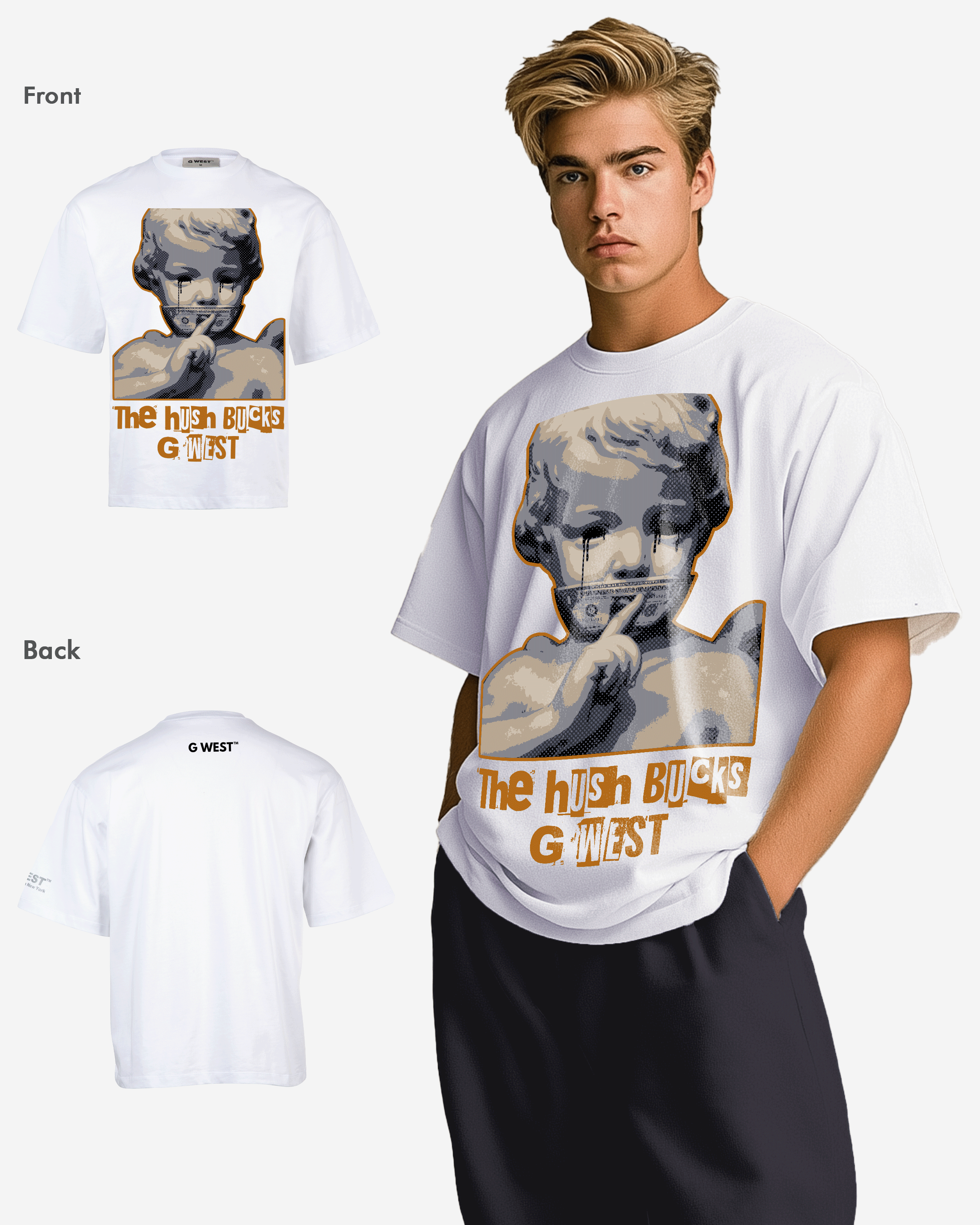 G WEST The Hush Bucks Oversized T-Shirt Mens G West